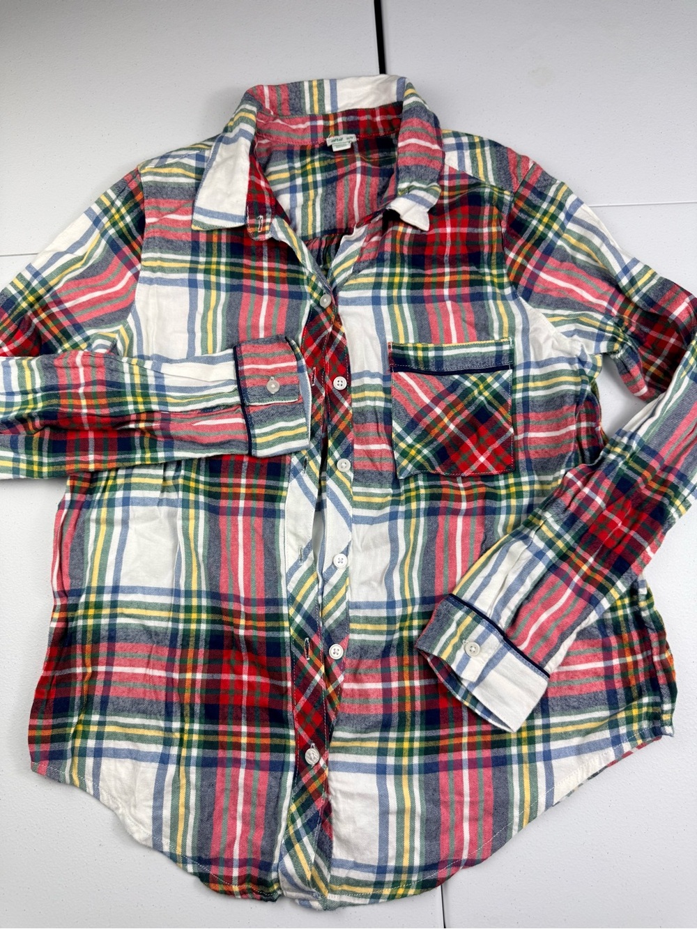 Aerie sleepwear Plaid Button-Down Shirt - Red & Green